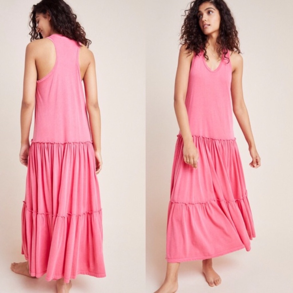 NWT Anthropologie Sundry Tiered Sleeveless Dress Pink